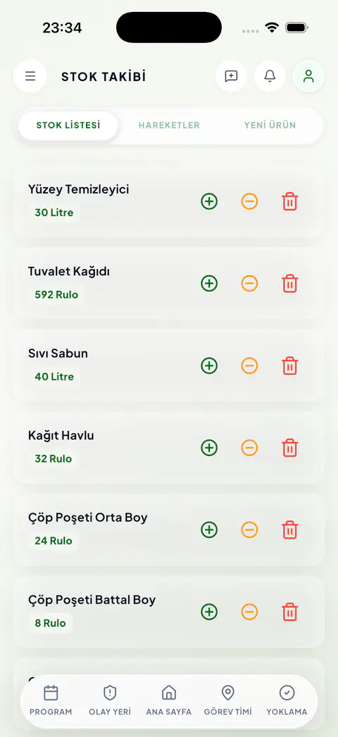 BizimOkul uygulamasında okul kaynaklarının miktarlarını gösteren ekran